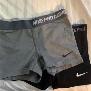 Gray & black nike pro combat shorts